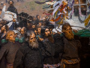 RELIGIØS PROCESSION I KURSK-PROVINSEN (detaljer) af Ilya Efimovich Repin