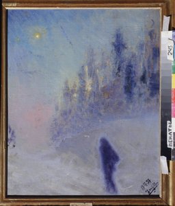 Vintervej. Maleri af Yuri Ilyich Repin (1877-1954), olie på træ af Ilya Efimovich Repin