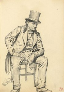 Siddende mand, arm lænet på hans ben, ca. 1872-1875 af Ilya Efimovich Repin