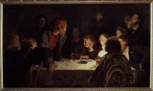 Et revolutionært møde. Maleri af Ilya Repin (Ilia Repin) (1844-1930), olie på lærred af Ilya Efimovich Repin