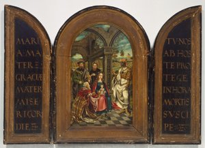 Tilbedelse af Magi, sandsynligvis syttende århundrede. af Imitator of Netherlandish