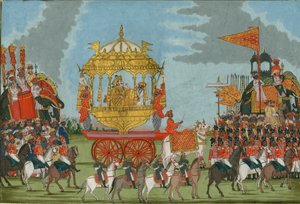 Rajah af Tanjore rider på en elefant til en vielse, ca. 1780