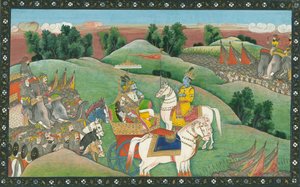 Dialogen mellem Lord Krishna og Arjuna, ca. 1830