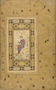Ung mand læser i et landskab, ca. 1608-1610. af Indian Art.