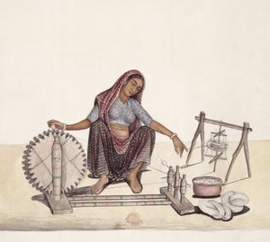 AS10 Vol.52 ff.4 4899 kat 201 i-iv Kvinde oprullende bomuld, Bombay af Indian School
