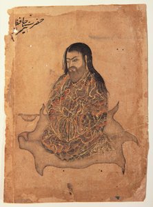 A Dervish, Seated in Contemplation, ca. 1650 (ugennemsigtigt wc & guld på papir) af Indian School