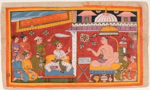 En jain-lærer modtager en prins og hans følge af Indian School