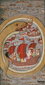 En monstrøs slange, der fortærer den kongelige flåde, ca. 1670-1690 af Indian School