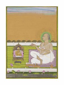 En vismand fra Pushtimarg-sekten og Shri Nathji, ca. 1850 af Indian School