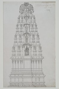 En fem etagers gopuram af Indian School