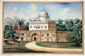 Akali Temple Amritsar, fra The Kingdom of the Punjab, its Rulers and Chiefs, bind II, et bind med 30 akvarelstudier af en uidentificeret indisk kunstner, ca. 1840 (wc på papir) af Indian School