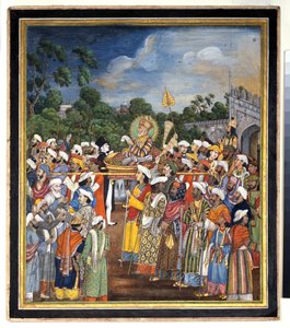 Akbar Shah II modtager den britiske beboer, ca. 1810 af Indian School