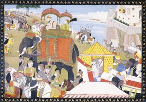 En illustration fra Hamir Hath, begyndelsen af det 19. århundrede af Indian School