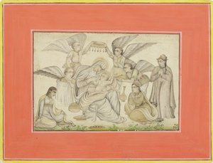 Engle tager imod Maria og Jesus, ca. 1665 (ugennemsigtigt wc og guld på papir) af Indian School