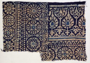 Bloktrykt tekstilfragment, indisk (bomuld) af Indian School