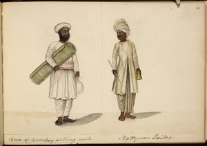 Bored måtte-sælger; Kathiawar skrædder af Indian School