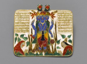 Brahma-vedhæng, slutningen af det 18. århundrede (champleve-emalje på guld) (se også 267520 for bagside) af Indian School