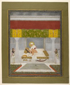 Chitarman II (Kalyan Das), Muhammad Shah Making Love, ca. 1735 (gouache på papir) af Indian School