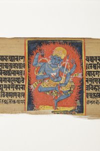 Dancing Heruka, ca. 1150-1200 (ugennemsigtigt wc & blæk på palmeblad) af Indian School