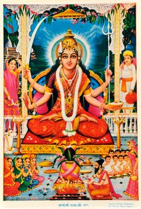 Durga, Vishnu af Indian School