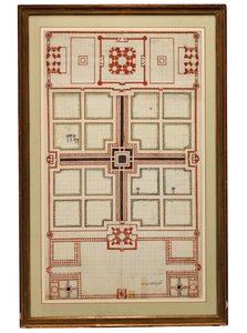 Early schematic plan of the gardens of the Taj Mahal, Agra, North India, c.1805dani af Indian School
