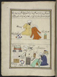 Broderer og gofferer,  86 tegninger indbundet i et bind, der viser håndværk og erhverv i Kashmir, håndværkere vises i arbejde med deres redskaber og udstyr,  Af en Kashmir-kunstner, sandsynligvis i Srinagar, ca. 1850-60 (gouache på papir) af Indian School