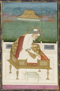 Kejser Aurangzeb; bagside: kalligrafisk panel, løsrevet albumfolio med maleri, 1619 af Indian School
