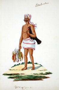 Landmand med høns (wc på papir) af Indian School