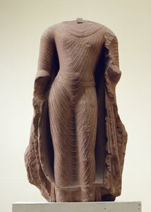 Figur af en stående Buddha, Jamalpur, Mathura (rød sandsten)