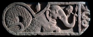 Fiskehaleelefant (stenskulptur af Indian School