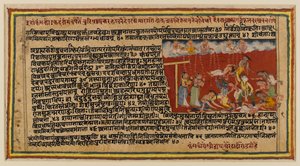 Folio fra en Bhagavata-serie, ca. 1610-50 (wc på papir) (recto of 499340) af Indian School