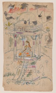 Gaunsmalar af Ganda Malhara Ragini, ca. 1850 (blæk og farve på papir) af Indian School