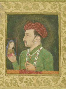 Jahangir holder et billede af Madonna med indskrift på persisk: Janhangir Shah, mogul af Indian School