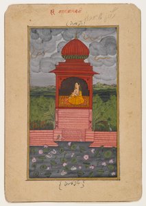 Kamodani Ragini, side fra en spredt Ragamala-serie, ca. 1800 (wc på papir) af Indian School