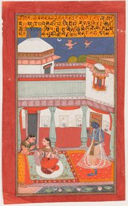 Krishna og Radha med en Sakhi af Indian School