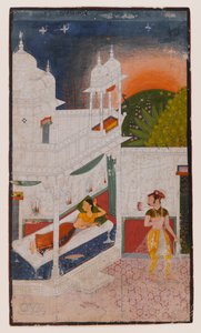 Lalita Ragini, Side fra en spredt Ragamala-serie, ca. 1640 (ugennemsigtigt wc på papir) af Indian School