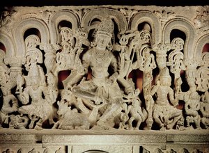 Overligger med hinduistisk treenighed fra Warangal, Andhra Pradesh, Kakatiya-dynastiet