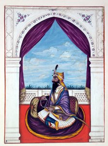 Maharaja Kharak Singh, fra The Kingdom of the Punjab, its Rulers and Chiefs, bind I, et bind med 27 akvarelstudier af en uidentificeret indisk kunstner, ca. 1840 (wc) af Indian School
