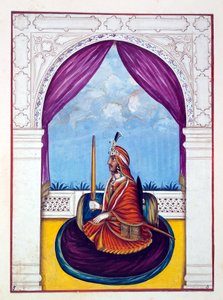 Maharaja Nau Nihal Singh, fra The Kingdom of the Punjab, its Rulers and Chiefs, bind I, et bind med 27 akvarelstudier af en uidentificeret indisk kunstner, ca. 1840 (wc på papir) af Indian School