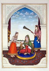 Maharani Jindan, fra The Kingdom of the Punjab, its Rulers and Chiefs, bind I, et bind med 27 akvarelstudier af en uidentificeret indisk kunstner, ca. 1840 (wc på papir) af Indian School