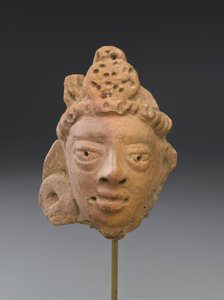 Mandshoved med turban (terracotta) af Indian School