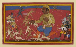Aber og guder fortsætter deres angreb på Kumbhakarṇa af Indian School