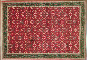 Mughal tæppe med blomst og gitterdesign, nordindisk (pashmina uld) af Indian School