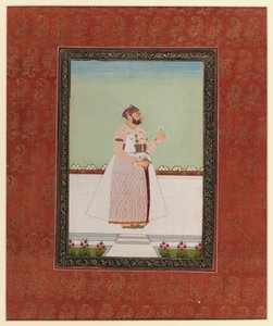 Munir al-Mulk Bahadur, 1875-1900 (ugennemsigtigt wc & guld på papir) af Indian School