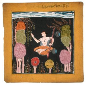 Musical Mode Goda Raga-Kulu-Pahari, C100-80 (Gauche på papir) af Indian School