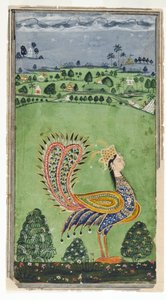 Mytisk påfugl med kvindehoved, Hyderabad, ca. 1750 af Indian School