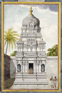 En del af Temple of Jambukeshvara, Srirangam, Tamil Nadu, ca. 1800 (blyant, kuglepen, sort blæk, w/c på lagt papir) af Indian School