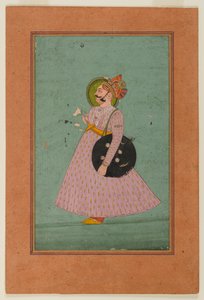 Portræt af Maharaja Bakhat Singh, begyndelsen af det 19. århundrede (ugennemsigtigt wc på guldpapir) af Indian School