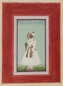 Portræt af Rao Vir Singh, ca. 1780-1790 (ugennemsigtigt wc & guld på papir) af Indian School