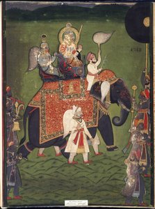 Rana Jawan Singh fra Mewar (akvarel på papir) af Indian School